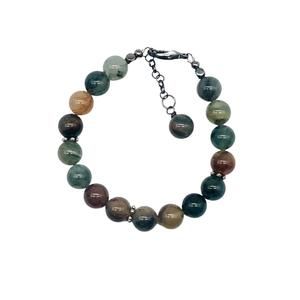 NEW JEWELIT women's stoned bracelet in green agate gunmetal